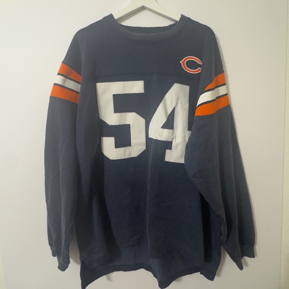 Reebok Chicago Bears Urlacher Jersey Sweatshirt Mens XL Navy Blue 54 NFL